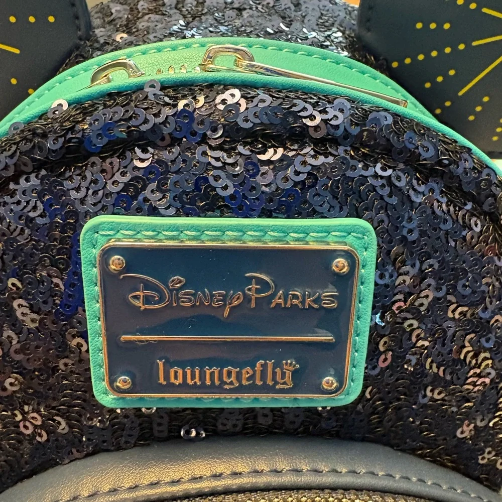 Disneyland Paris Loungefly Backpack- Blue And Gold NWT - Picture 3 of 4